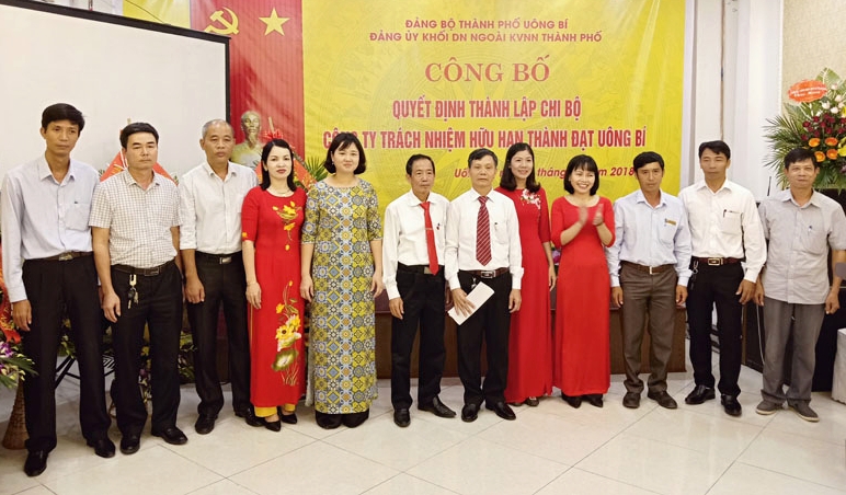 Chi bộ Đảng Công ty TNHH Thành Đạt trực thuộc Đảng bộ Khối doanh nghiệp ngoài khu vực Nhà nước TP Uông Bí được thành lập tháng 10/2018. ảnh Việt Hoa 