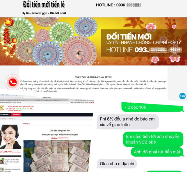 Quảng bá đổi tiền trên mạng và giao tận nhà. Ảnh: Anh Vũ
