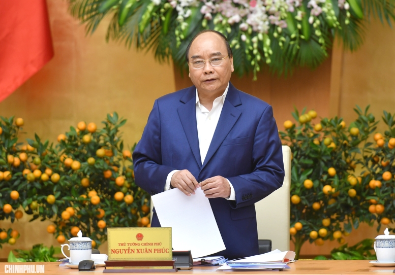 Thủ tướng Nguyễn Xuân Phúc phát biểu tại phiên họp. Ảnh: VGP/Quang Hiếu