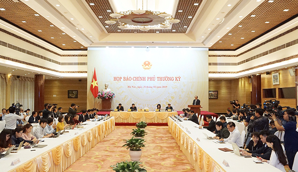 Toàn cảnh buổi họp báo thường kỳ Chính phủ tháng 1/2019. Ảnh: VGP/Nhật Bắc