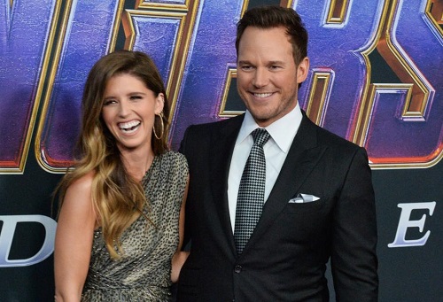 Chris Pratt (phải) và Katherine ở buổi ra mắt 