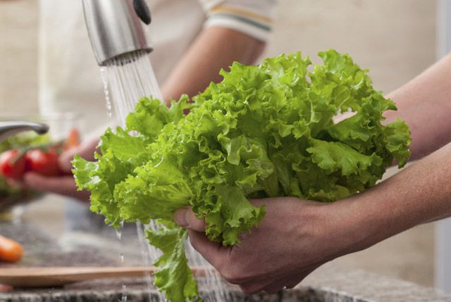 Nên rửa từng lá rau trực tiếp dưới vòi nước chảy thay vì ngâm tất cả trong chậu.