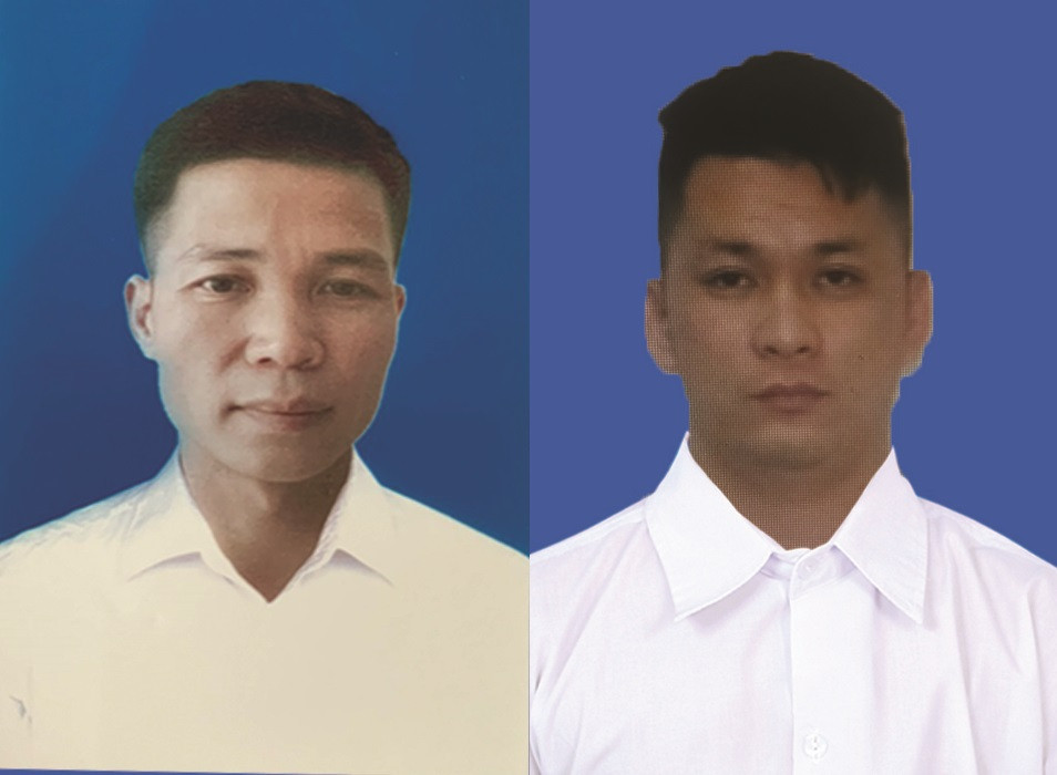 Hai đối tượng Nguyễn Văn Hòa và Hoàng Tuấn Nam (từ trái sang phải).