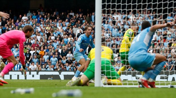 Grealish ghi bàn may mắn trong chiến thắng hủy diệt của Man City hình ảnh 1 Grealish ghi ban may man trong chien thang huy diet cua Man City hinh anh 1