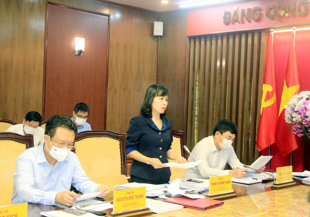 Đồng chí Trịnh Thị Minh Thanh, Phó Bí thư Tỉnh ủy, Phó Chủ tịch Thường trực HĐND tỉnh, phát biểu tại hội nghị.