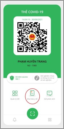 Bước 1: Vào “Khai báo y tế”.