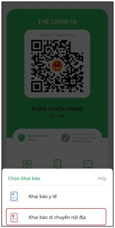 Bước 2: Chọn “Khai báo di chuyển nội địa”.