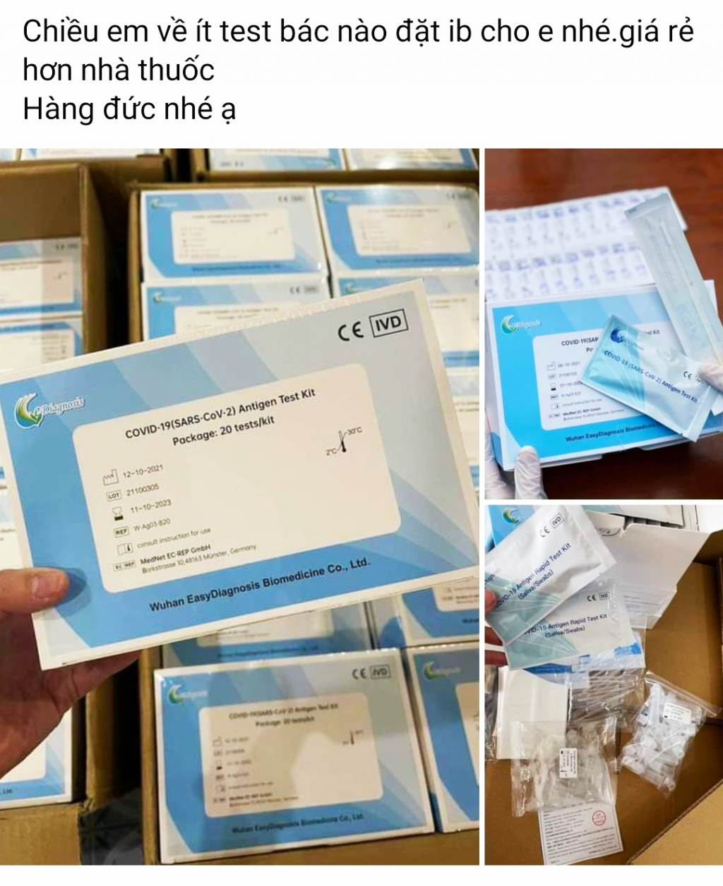 Nhiều loại kit test nhanh Covid-19 được rao bán tràn lan trên mạng xã hộ