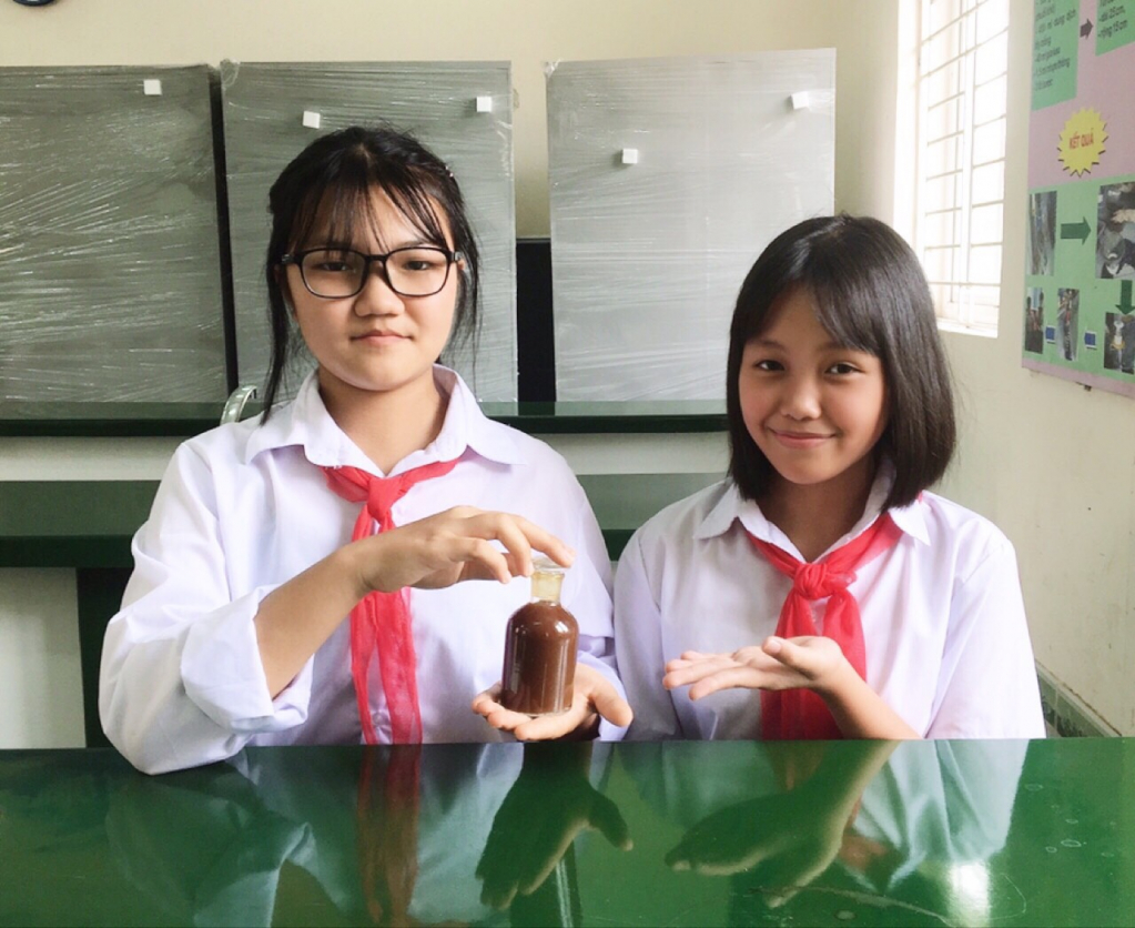 Đề tài Dung dịch phòng - trị nấm cho cá cảnh từ lá bàng khô và muối biển 2 của các em Vũ Thị Hải Ly và Nguyễn Thị Thanh Hoa cũng đạt các giải cuộc thi KHKT cấp thị xã, cấp tỉnh.