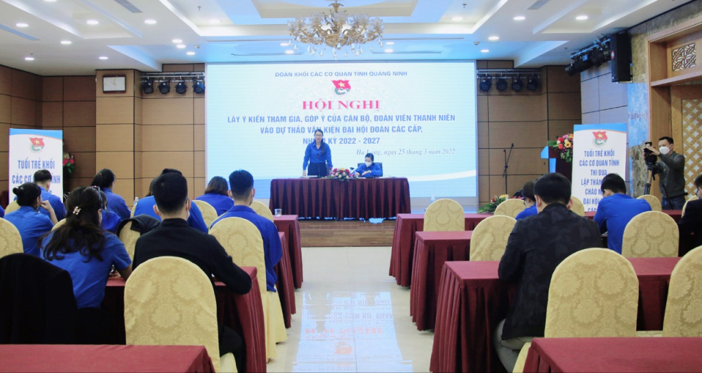 Đoàn Khối các cơ quan tỉnh đã tổ chức hội nghị lấy ý kiến tham gia, góp ý của cán bộ, đoàn viên thanh niên vào dự thảo văn kiện Đại hội Đoàn các cấp, nhiệm kỳ 2022-2027.