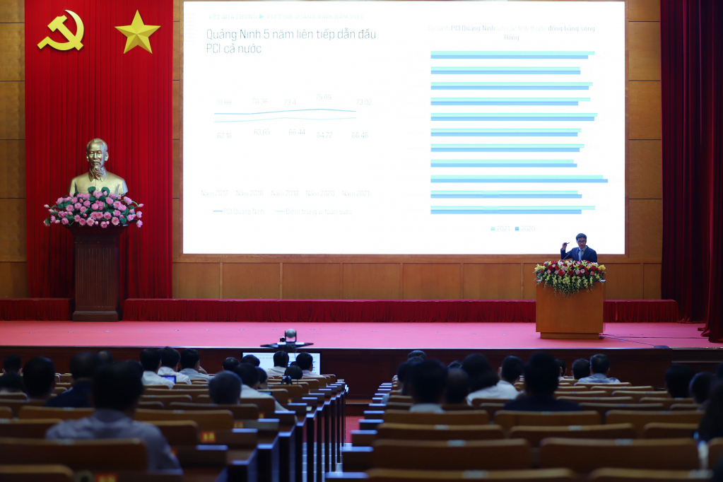 Ông Đậu Anh Tuấn, Trưởng ban Pháp chế, Giám đốc dự án PCI quốc gia phân tích chuyên sâu các chỉ số thành phần PCI của Quảng Ninh.