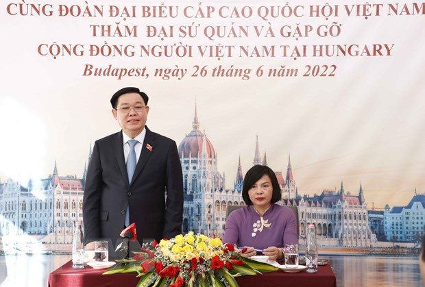 Chủ tịch Quốc hội gặp mặt cộng đồng người Việt Nam tại Hungary hình ảnh 1 Chu tich Quoc hoi gap mat cong dong nguoi Viet Nam tai Hungary hinh anh 1