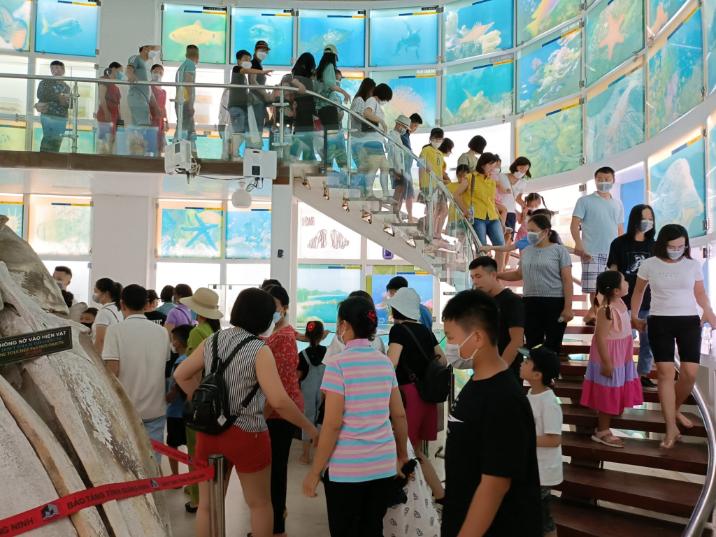 Du khách đến tham quan Bảo tàng Quảng Ninh dịp cuối tuần.
