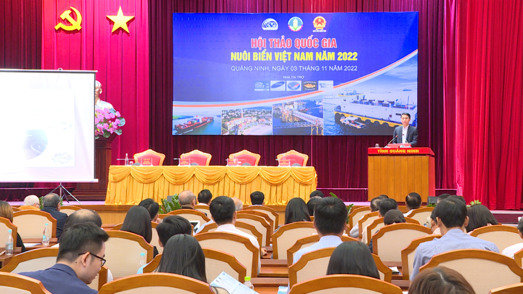 Đồng chí Phạm Văn Thành, Phó Chủ tịch UBND tỉnh Quảng Ninh phát biểu tại Hội thảo quốc gia nuôi biển Việt Nam